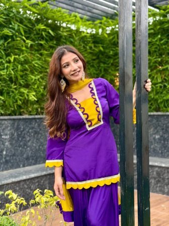 Purple And Yellow Combination Farshi Salwar Suit