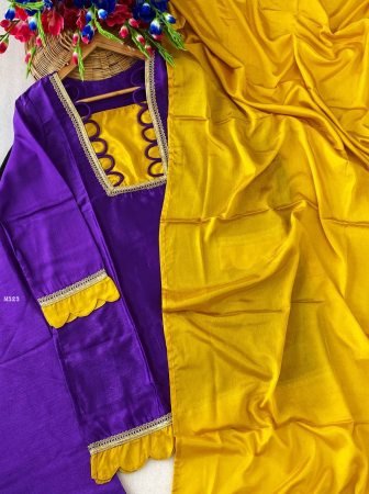 Purple And Yellow Combination Farshi Salwar Suit