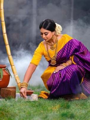 Purple Beautiful Rich Pallu Soft Lichi Banarsi Silk Saree