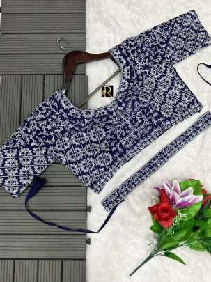 Purple Chinon Silk Embroidery Ready To Wear Saree With Embroidery Blouse