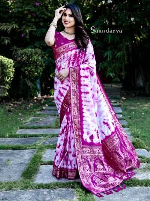 Purple Color Dola Silk Saree With Shibori Printed Work