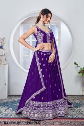 Purple Color Faux Georgette Fabric Sequence Embroidery Work Lehenga Choli