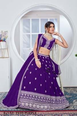 Purple Color Faux Georgette Fabric Sequence Embroidery Work Lehenga Choli