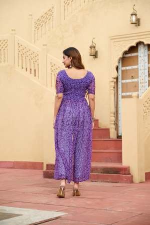 Purple Colour Bandhani Print Work Navratri Kurti