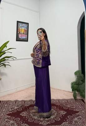 Purple Colour Chinon Fabric Indo Western Dress