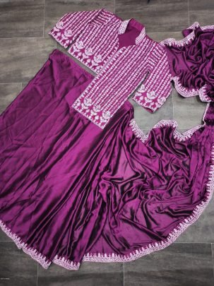 Purple Colour Rangoli Silk Ready To Wear Designer Saree