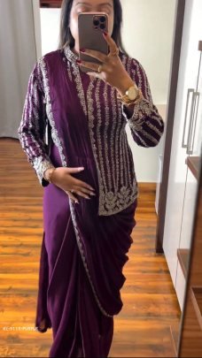 Purple Colour Rangoli Silk Ready To Wear Designer Saree