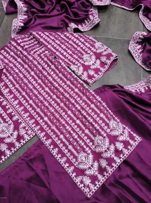 Purple Colour Rangoli Silk Ready To Wear Designer Saree