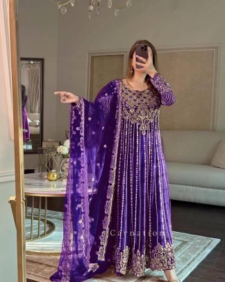 New Gown With Sequence Embroidery Work