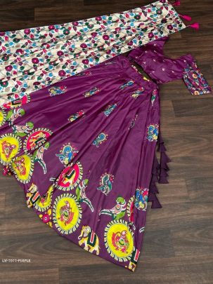 Purple Designer Dola Silk Lehenga Choli With Dori Latkan