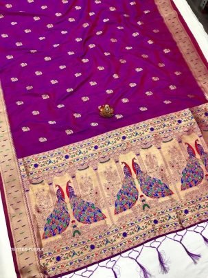 Rani Pink Designer Kanchipuram Paithani Silk Saree
