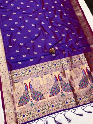 Purple Designer Kanchipuram Paithani Silk Saree