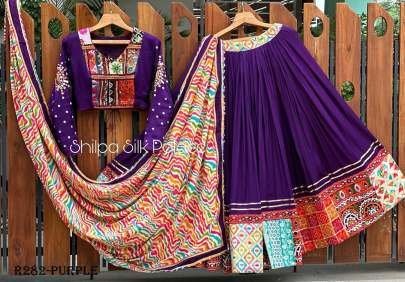 Purple Digital Printed Muslin Cotton Lehenga Choli