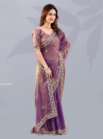 Purple Fendy Silk Thread Saree For Women