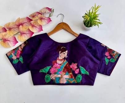 Purple Handcrafted Work Readymade Blouse