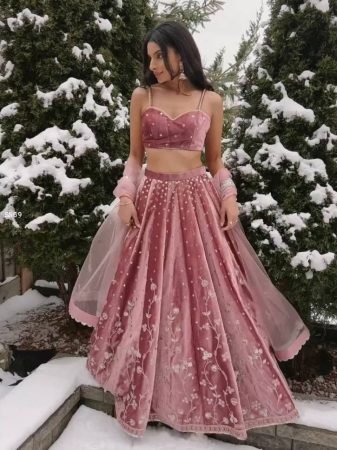 Purple Japan Satin Lehenga Choli with Coding Dori And Sequence Work