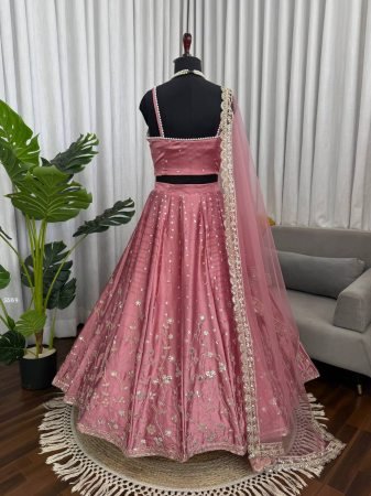 Purple Japan Satin Lehenga Choli with Coding Dori And Sequence Work