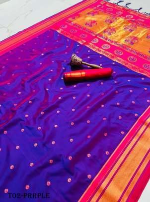 Purple Kanjivaram Soft Silk Saree With Copper Zari By Fab Funda