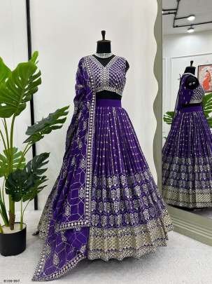 Purple Lehenga Choli With Thread And Sequince Work With Dupatta