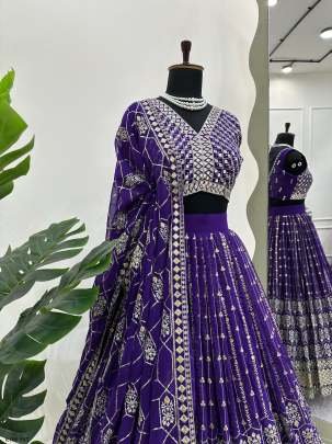 Purple Lehenga Choli With Thread And Sequince Work With Dupatta
