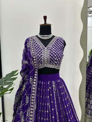 Purple Lehenga Choli With Thread And Sequince Work With Dupatta