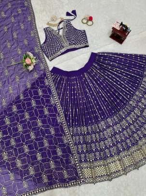 Purple Lehenga Choli With Thread And Sequince Work With Dupatta