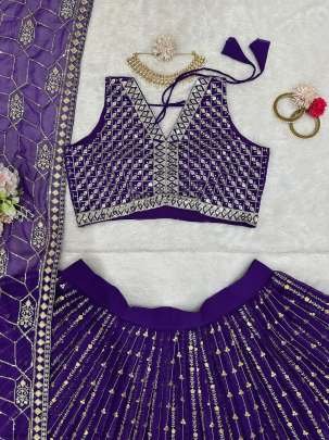 Purple Lehenga Choli With Thread And Sequince Work With Dupatta