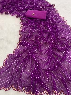 Purple Leriya Bandhani Print Georgette Saree