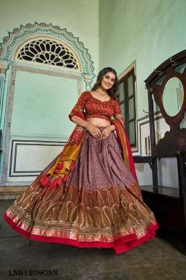 Purple New Arrival Tussar Silk Kashmiri Foil Print Lehenga Choli
