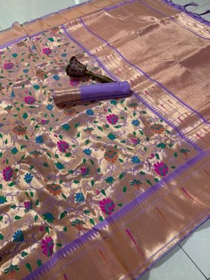 Purple Pure Soft Kanchivaram Paithani Silk Saree
