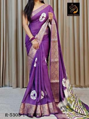 Purple Shibori Kalamkari Dola Silk Saree