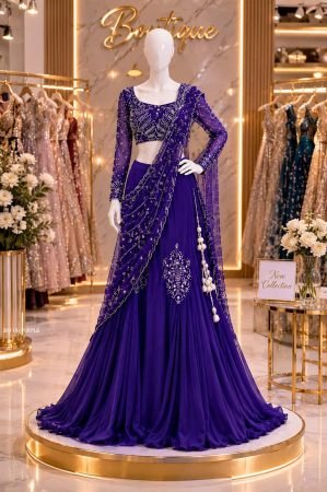 Purple Silk Lehenga Saree for Party Wear
