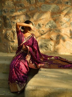 Purple Soft Silk Hand Bandhej work Heavy saree