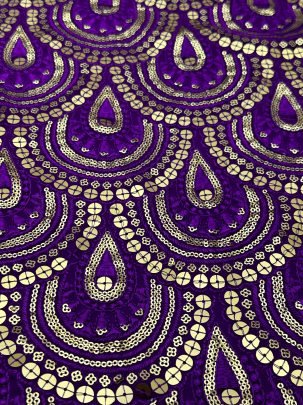 Purple Thread And Sequence work Striped Top Sharara Suit