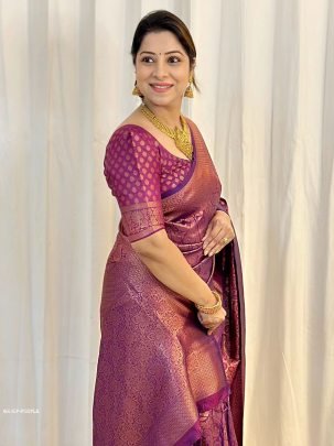 Purple Wedding Kubera Pattu Soft Silk Saree