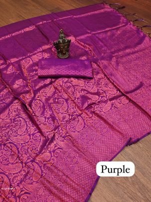 Purple Wedding Kubera Pattu Soft Silk Saree