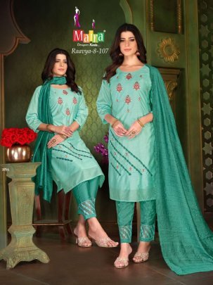 Raavya Vol 8 By Maira Brand Heavy Silk Thread Work Kurti Pant Set