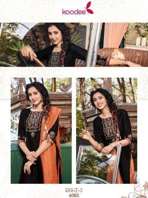 Rahi Vol 3 Uniq Neck Work Pure Viscose Kurtis With Dupatta And Bottam