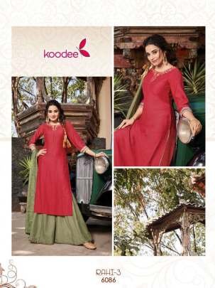 Rahi Vol 3 Uniq Neck Work Pure Viscose Kurtis With Dupatta And Bottam