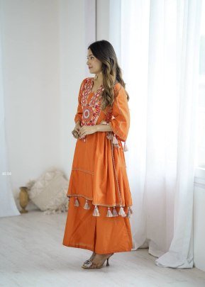Rakhi Special Premium Khadi Cotton Orange Co-ord Set