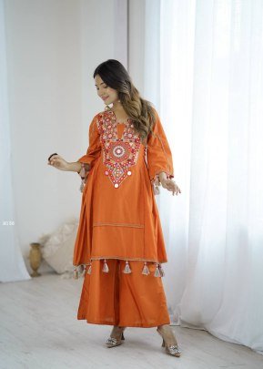Rakhi Special Premium Khadi Cotton Orange Co-ord Set