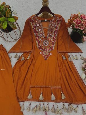 Rakhi Special Premium Khadi Cotton Orange Co-ord Set