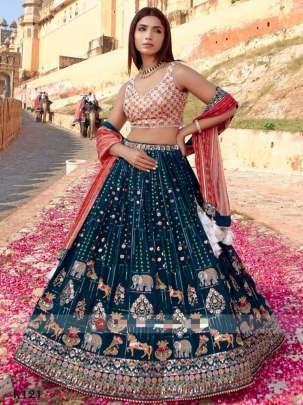Rama Animal Work Designer Georgette Silk Lehenga Choli With Full Can Can