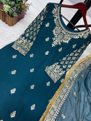 Rama Attractive Designer Georgette Sharara Suits With Dupatta