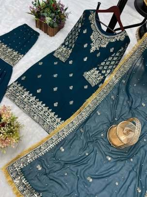 Rama Attractive Designer Georgette Sharara Suits With Dupatta