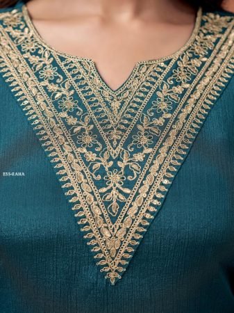 Rama Chinon Silk Cord Set With Neck Embroidery