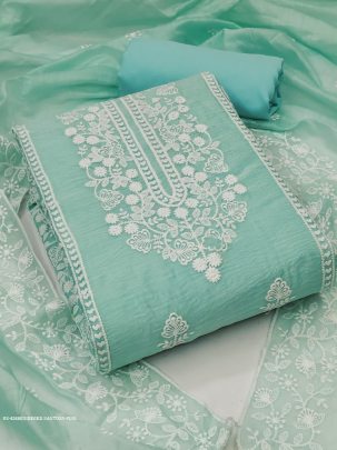 rama designer embroidery santoon dress material