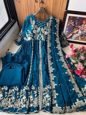 Rama Designer Zari Embroidery Work Georgette Gown