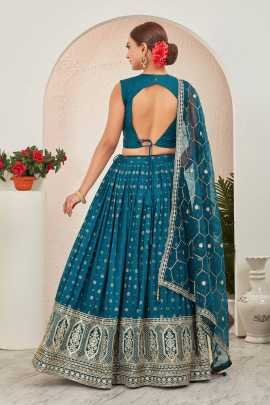 Rama Embroidered Readymade Lehenga Choli for Wedding Function