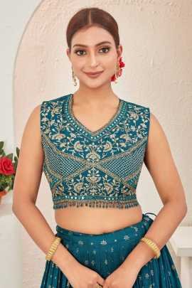 Rama Embroidered Readymade Lehenga Choli for Wedding Function